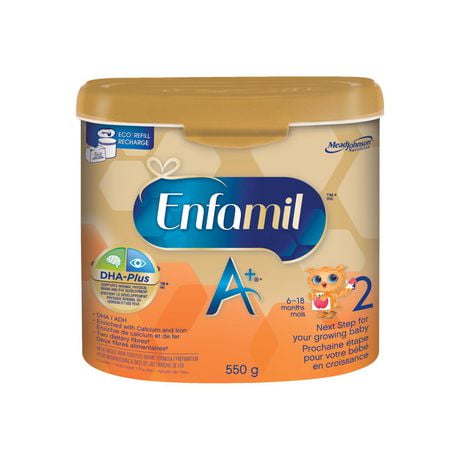 Enfamil A+ 2, Baby Formula, Designed for 6-18 month olds, Contains DHA – an important building block of the brain, Eco Powder Tub, 550g, 550g