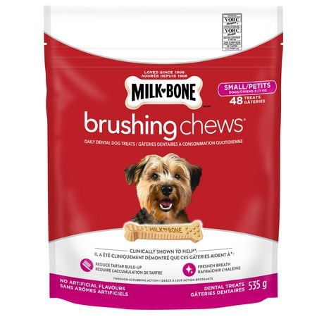 Milk-Bone Brushing Chews Gâteries dentaires pour chiens petit-chiens 201g-535g (18-48 gâteries)