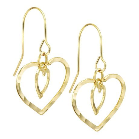 10k Yellow Gold Heart Dangle Earrings at Walmart.ca | Walmart Canada