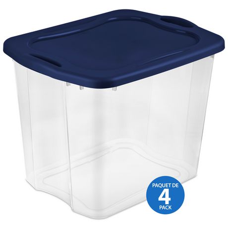 Sterilite 90L Easy Carry Storage Box- Dk Blue- 4 Pk - Walmart.ca