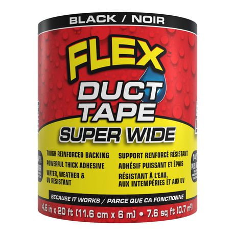 Flex Duct Tape Black Canadian 4.60” x 20’, Flex Seal Duct Tape Black