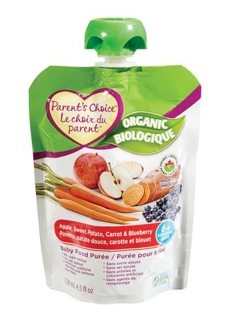 Le Choix Du Parent Nourriture Biologique Pour Bebe Aliments En Puree Pomme Patate Douce Carotte Et Bleuet Walmart Canada