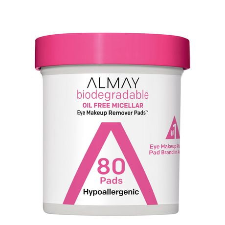 Almay Biodegradable Micellar Eye Makeup Remover Pads, 80 count, Biodegradable Micellar Water Cleansing Wipes