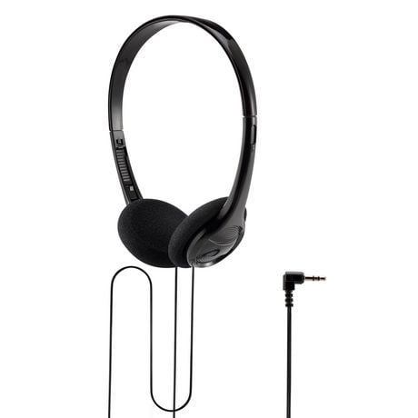 onn. Wired Lightweight On-Ear Headphones, Adjustable Headband