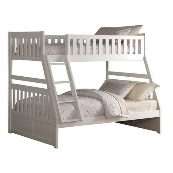 Topline Home Furnishings White Twin over Full Bunk Bed