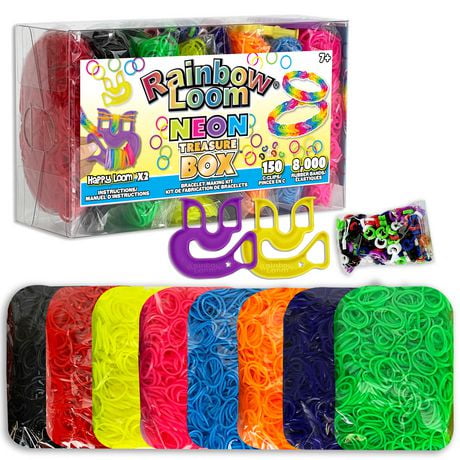 Rainbow Loom Treasure Box Neon, 8,000 Neon Rubber Bands