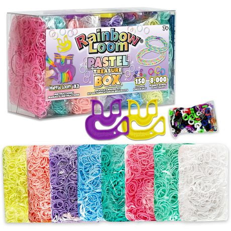 Boîte à trésor Rainbow Loom Pastel 8 000 élastiques pastels