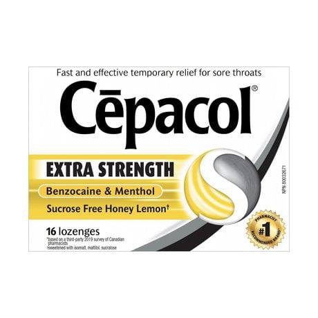 Cépacol EXTRA-FORT sans saccharose au miel et au citron, paquet économique, 36 pastilles contre le mal de gorge 36 cts