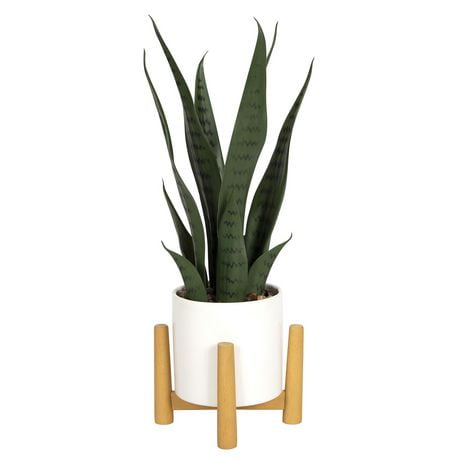 Hometrends Hastings Faux Snake Plant with Wooden Stand | Walmart Canada