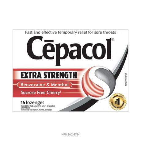 Cépacol EXTRA-FORT sans saccharose à la cerise, paquet économique, pastilles contre le mal de gorge 36 cts