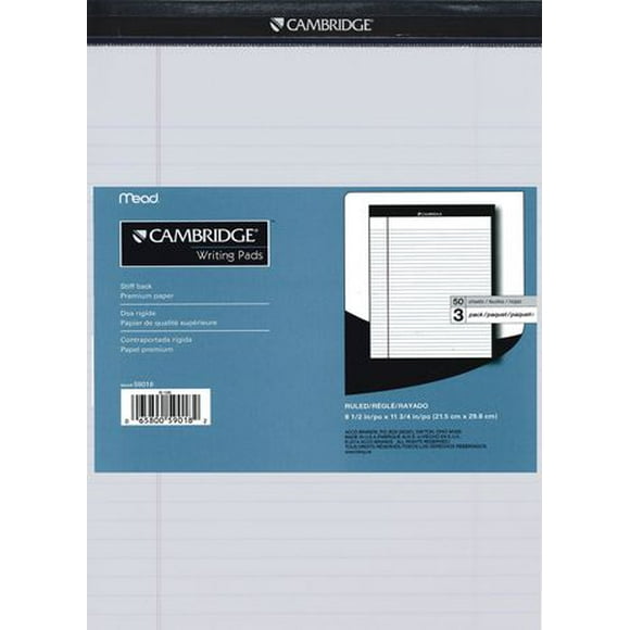 Cambridge® Writing Pad, 3pk, 8-1/2" x 11-3/4", 50 sheets