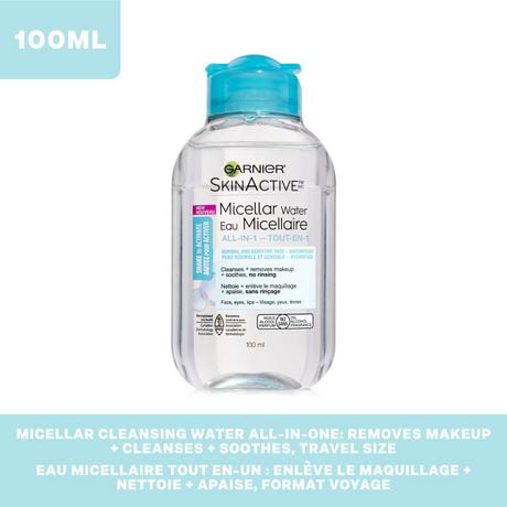 Garnier Skin ACTIVE Micellar Water for Normal And Sensitive Skin Waterproof, 100 ML, 100  ML