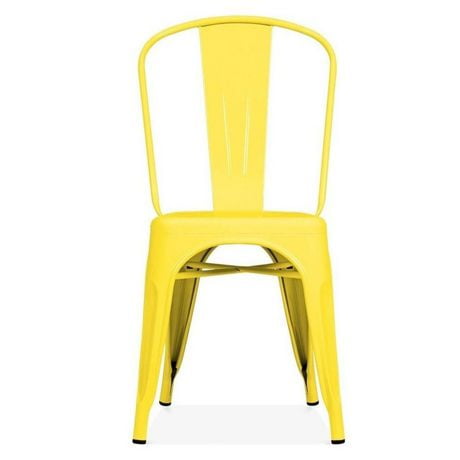 Tolix Roch Dining Chair In Yellow Metal Side Canada Tolix Roch Dining Chair In Yellow, Yellow Metal Chairs