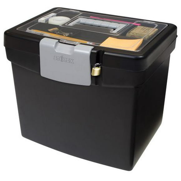 Storex File Storage Box, with XL Storage Lid, Black, 2-Pack