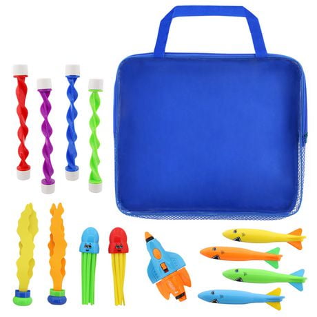 Play Day Dive Toy Party Pack 14 pieces for Pool, Tub, Beach or Lake.  Summer Outdoor Water Play Toys for Kids & Families