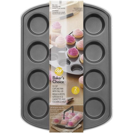 Wilton Baker's Choice Non-Stick Bakeware Cupcake Pan with Tall Lid ...