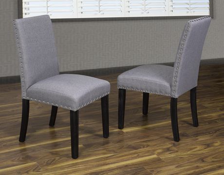 K-LIVING GREY FABRIC UPHOLSTERED DINING CHAIRS WITH STUDS | Walmart Canada