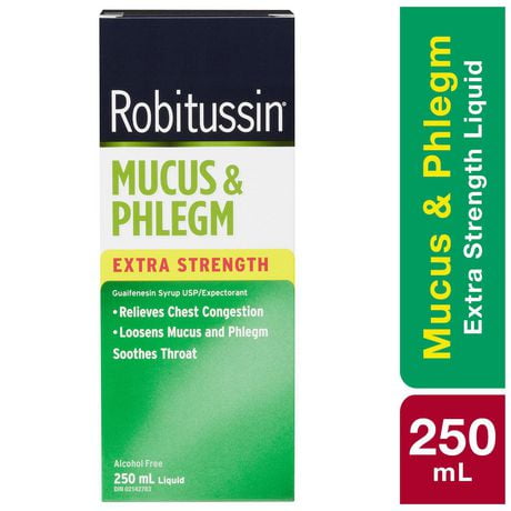Robitussin Mucus & Phlegm Extra Strength Syrup, 250 mL, Cherry, 250mL, Cherry Flavour