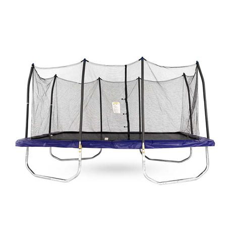 SKYWALKER TRAMPOLINES 9 x 15 FT, Rectangle, Blue Outdoor Trampoline for Kids with Safety Enclosure Net and Spring Pad, ASTM Approval, Rust Resistant