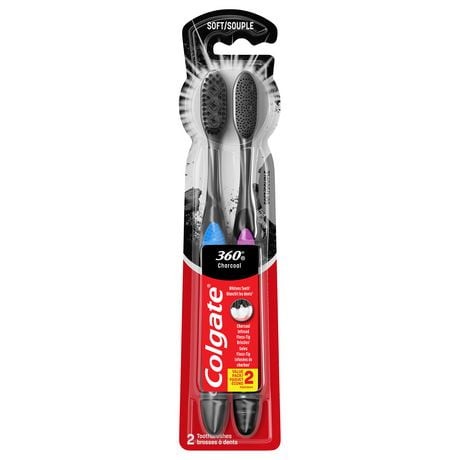 Colgate 360 Charcoal Toothbrush, Soft, 2 Pack, 2 Pack