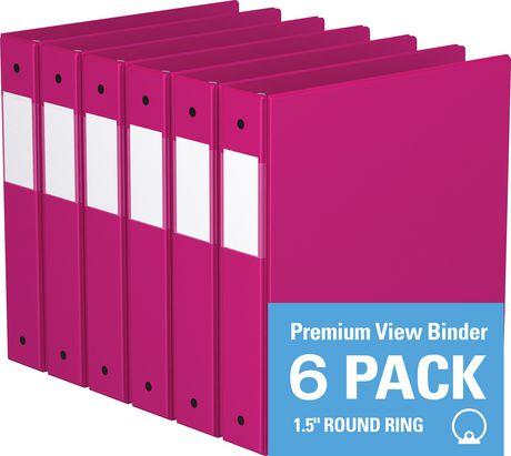 Pink Letter Size Premium Economy Round Ring Binders (6/Pack