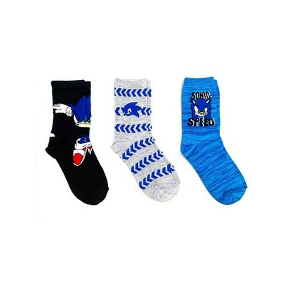 Sonic Boys' Crew Socks, 3 Pack, Sizes 11-2; 3-6