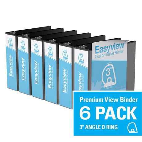 4 Pack Customizable View Binder Easyview Premium Angle D Ring 5, White 