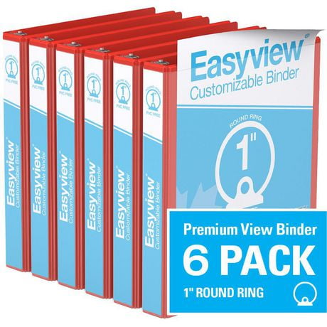 Davis Group, Easyview Premium, Round Ring, Customizable, View Binder, 6 Pack, 1"