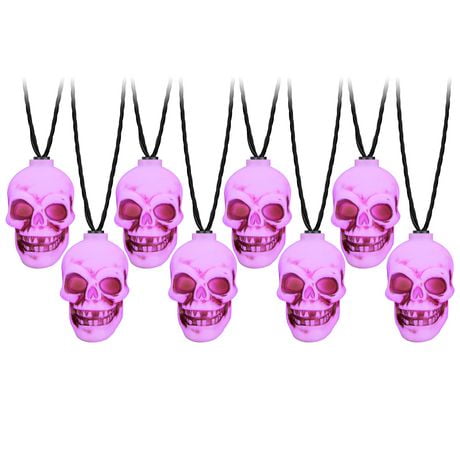 Halloween Battery Operated Light String ShortCircuit S/8 Skulls (Black Light)