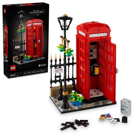 LEGO Ideas Red London Telephone Box Model for Adults, London Phone Booth and Cell Phone Holder for Build and Display, Creative Gift Idea for Travelers, London Souvenir for Home or Office Décor, 21347