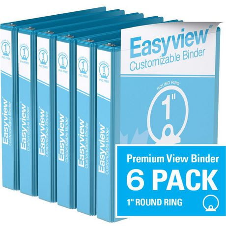 Super offre Easyview, Reliure View à anneaux ronds 1 po, personnalisable, paquet de 6