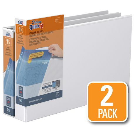 QuickFit 11 x 17 Heavy Duty D Ring Spreadsheet View Binder, 2 Pack, 1.5 ...