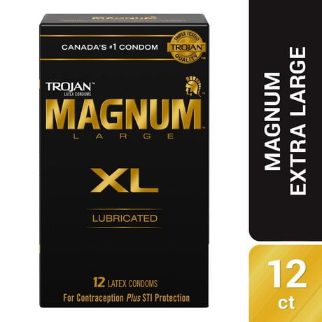 Trojan Magnum XL Extra Large Size Lubricated Condoms, 12 Lubricated Latex Condoms