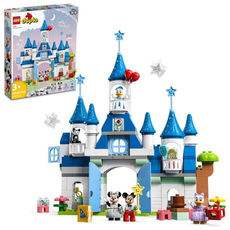 LEGO DUPLO Disney 3in1 Magic Castle 10998 Building Set for Family Play with 5 Disney Figures Including Mickey, Minnie, and Their Friends, Magical Disney 100 Adventure Toy for Toddlers Ages 3 and Up, Includes 160 Pieces, Ages 3+