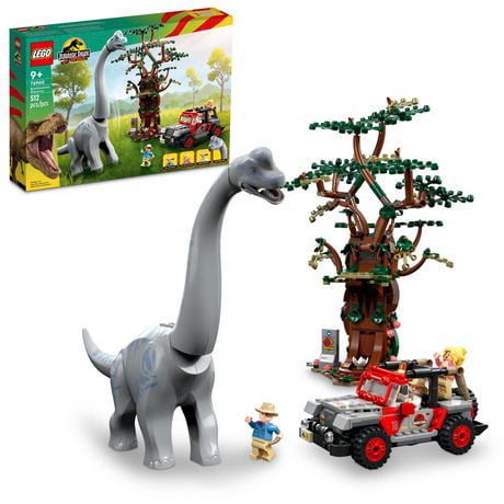 LEGO Jurassic Park Brachiosaurus Discovery 76960 Jurassic Park 30th Anniversary Dinosaur Toy, Featuring a Large Dinosaur Figure and Brick Built Jeep Wrangler Car Toy, Fun Gift Idea for Kids Aged 9+, Includes 512 Pieces, Ages 9+