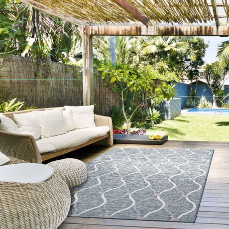 ECARPET Outdoor Area Rug for Patio, Deck, Backyard, Camping, Water Proof Carpet, Veranda Abstract Collection