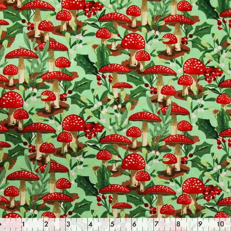 Fabric Creations Green Cardinal Christmas Cotton Fabric by the Metre ...