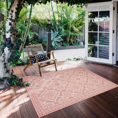 ECARPET Outdoor Area Rug for Patio, Deck, Backyard, Camping, Water Proof Carpet, Veranda Traditional Collection