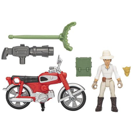 Indiana Jones Worlds of Adventure Helena Shaw Action Figure with Motorcycle Toy, 2.5-inch, Indiana Jones Action Figures for Kids Ages 4 and Up