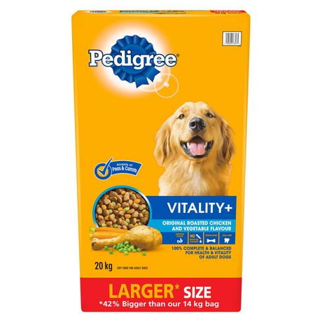 Pedigree Vitality+ Roasted Chicken & Vegetable Flavour Dry Dog Food, 8kg-20kg