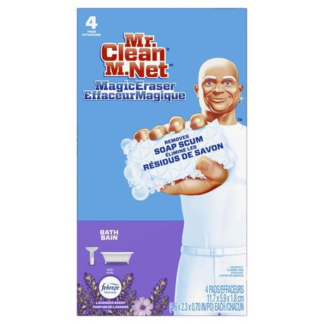 Mr. Clean Magic Eraser Bath with Febreze Lavender scent, Cleaning Pads with Durafoam, 4 count