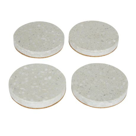 hometrends White Speckled Terrazzo 4 Piece Coaster Set with Cork Bottom