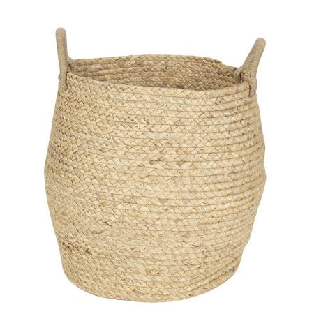 Hometrends Natural Woven Jute Basket with Handles | Walmart Canada