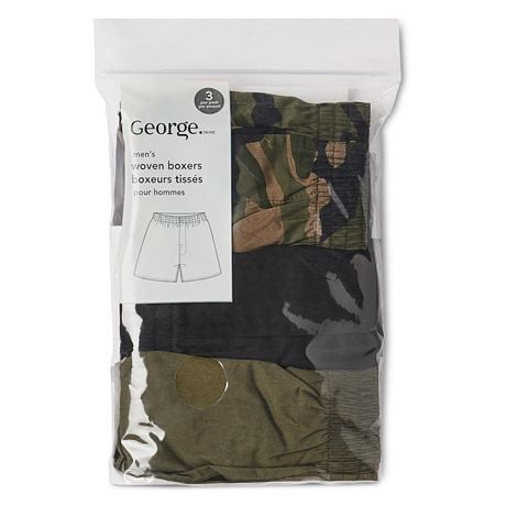 George Men's Woven Boxers 3-Pack, Sizes S-XL