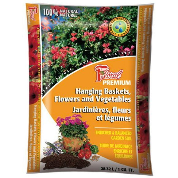 Floral Premium Garden Soil for Hanging Baskets, Flowers & Vegetables 28.3L, Flowers & vegetables soil 28.3L