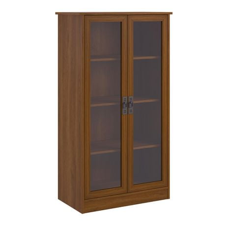 quinton bookcase oak doors point brown glass walmart
