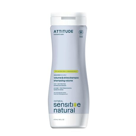 ATTITUDE oatmeal sensitive natural, Shampoing Volume, Sans Odeur 473 ml