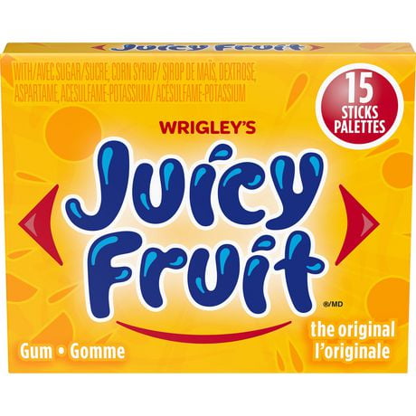 Gomme balloune Juicy Fruit Originale, format individuel, 15 palettes 1&nbsp;emballage, 15&nbsp;palettes