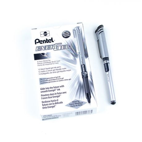 EnerGel Liquid Gel Pen, (0.7mm) Metal Tip, Capped, Black Ink
