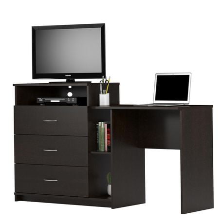 Rebel 3 In 1 Media Dresser And Desk Combo Espresso Walmart Canada